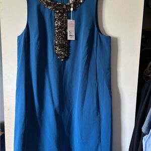 Lilly Pulitzer Blue Sheath Cocktail Dress with Embellished Neckline